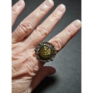 *Sale* Bronze tone filigree flower ring